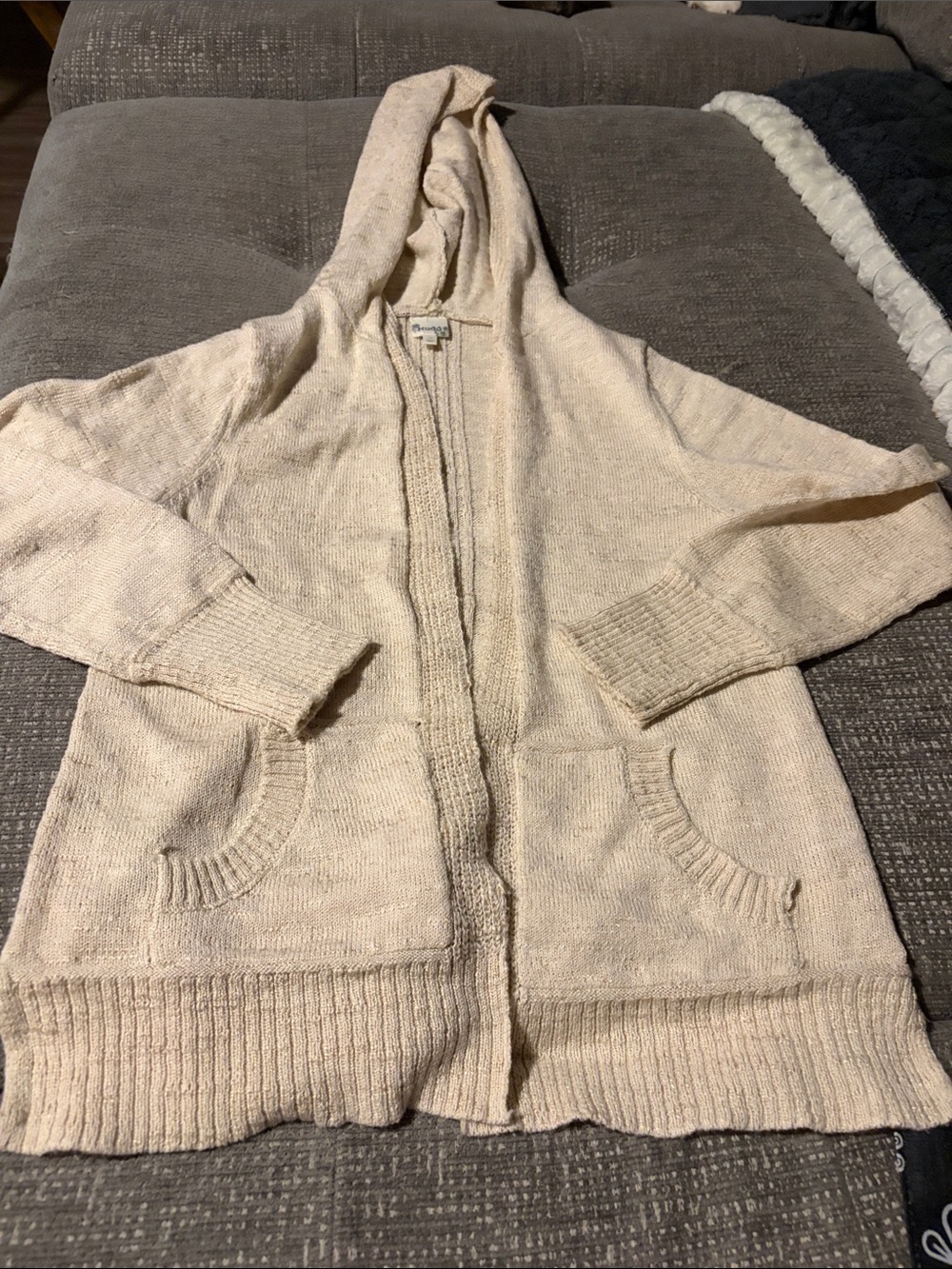 Mudd Cream Hooded Open-Front Sweater Cardigan